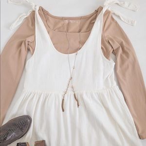 Ivory Tie-Strap Mini Dress